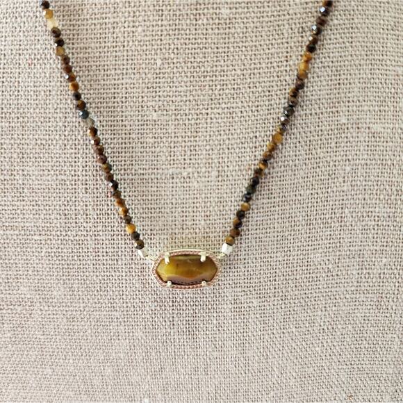 KENDRA SCOTT ELISA BROWN BEADED TIGERS EYE NECKLACE - Picture 2 of 8